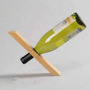 Porte-vin en bois minimaliste pour étagère de cuisine, comptoir, bar à domicile et rangement élégant pour bouteilles - Product Image 1