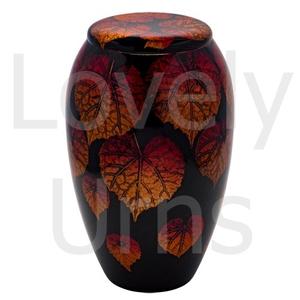 Urne funéraire pour cendres en forme de feuilles de cerisier, rouge bordeaux, pour adultes, souvenir commémoratif, feuille d'automne - Product Image 5