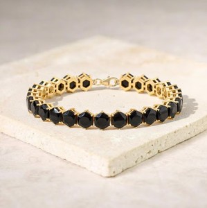 Black Onyx <b>Bracelet</b> in 925 Sterling Silver Elegant Black Gemstone Tennis <b>Bracelet</b> Handmade Jewelry Gift for Women - Product Image 2