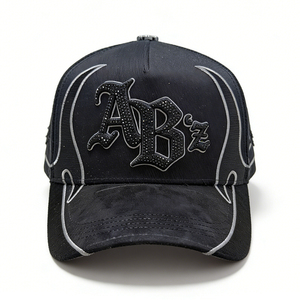 Casquette Trucker en Maille Noire avec Croix en Strass et Panneau Avant Brodé Style Urbain Casquette Ajustable Unisexe Prix de Gros 2026 - Product Image 3