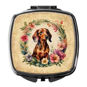 กระจกแต่งหน้าพกพาพับได้ขนาดกะทัดรัดลายดอกไม้ดัชชุนสำหรับผู้หญิงและเด็กผู้หญิง - Product Image 1