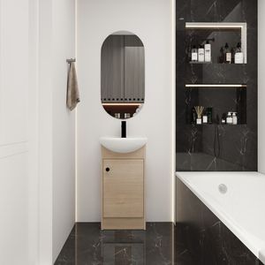 Mobile bagno freestanding da 18 pollici con lavabo integrato, soluzione per spazi ridotti (confezione KD) G BVB02218PLO - Product Image 5