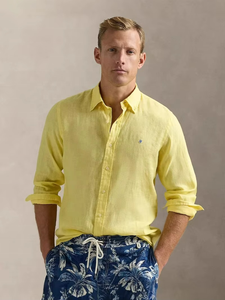 Chemise décontractée en lin à manches longues pour homme, protection solaire, style polo, pour le printemps et l'automne - Product Image 5