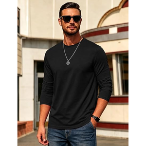 T-shirt à manches longues pour homme, col rond, décontracté, uni, coupe classique, pour tous les jours - Product Image 4