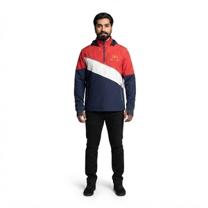 Chaqueta Anorak Deportiva para Hombre, Personalizada, con Bloques de Color, Media Cremallera, Impermeable, Transpirable, Costuras Selladas, de Poliéster - Product Image 1