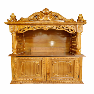 Templo de Madera de Teca de Alta Gama con Almacenamiento, Templos Personalizados Hechos a Mano, Santuarios para el Hogar con Tallados Elaborados, Unidades de Puja, Australia - Product Image 1