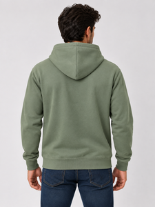 Sudadera con Capucha para Hombre, Color Verde Salvia, Corte Regular, Informal, con Bolsillo Delantero, 100% Algodón, para Otoño - Product Image 3