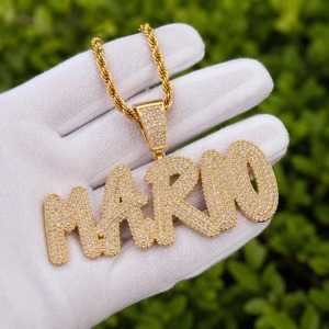 Pendentif Lettre Personnalisé Sertie de Diamants Moissanite VVS2 Or Massif 10k 14k 18k Or Rose Argent Charm Hip Hop - Product Image 2