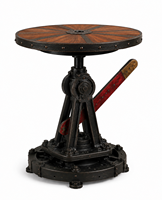 Table d'appoint industrielle avec plateau en bois vintage et base en métal, style aviation, pour salon et chambre à coucher