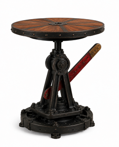 Table d'appoint industrielle avec plateau en bois vintage et base en métal, style aviation, pour salon et chambre à coucher - Product Image 5