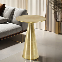Mesa auxiliar de aluminio moderna, mesa auxiliar de sofá superior redonda con acabado dorado para sala de estar y dormitorio