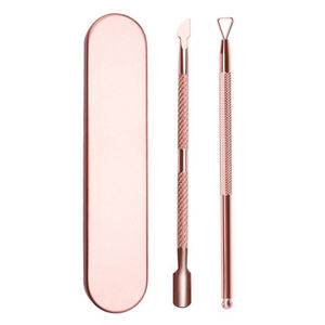 Pousse-cuticules professionnel de haute qualité en acier inoxydable à double extrémité réutilisable avec poignée confortable et logo personnalisé pour la manucure - Product Image 6