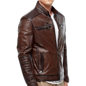 Chaqueta de Cuero Premium para Hombre, Invierno, Motocicleta, Casual, con Cierre, Transpirable, Elegante, de Cuero Vacuno Genuino, Ligera, Estilo Urbano - Product Image 1