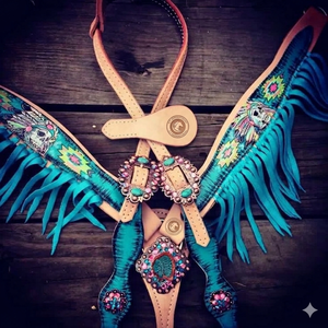 Juego de Arreos para Montura Western de Cuero Genuino con Brillo Plateado de Alta Calidad, Ligero y Duradero, Equipo para Caballos con Logotipo Personalizado - Product Image 1