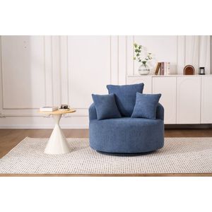LY 031BL Poltrona Girevole Singola in Filato Lavorato all'Uncinetto con Imbottitura Completa in Spugna per Soggiorno - Product Image 1