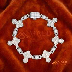 Bracelet en Argent Sterling 925 avec Maillons Osseux et Moissanite, Chaîne Fine Style Hip Hop, Pulsera de Lujo pour Homme et Femme - Product Image 1