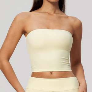 <b>Women's</b> <b>Black</b> Strapless Tube <b>Top</b> Solid Color Short Crop <b>Tank</b> Sporty Casual Fit - Product Image 3