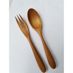 Ustensiles de cuisine en bois d'acacia naturel, cuillères résistantes à la chaleur avec trou de suspension pour mélanger et saler les salades - Product Image 5