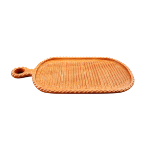 Plateau de service en bois avec poignée, motif traditionnel, pour contact alimentaire, usage résidentiel, fabriqué au Vietnam - Product Image 6