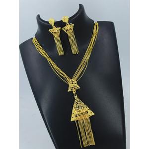 Ecklace-Conjunto de joyería de Latón chapado en oro puro, collar de alta calidad con diseño de los UAE Dubai - Product Image 1