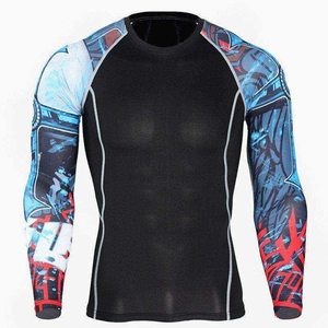 Chemises de compression pour hommes personnalisables, tendance du moment, écologiques, à manches longues, en polyester, col respirant, tissu tricoté - Product Image 4