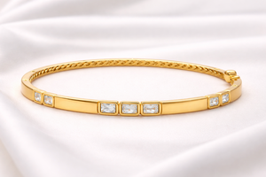 Octagon Three <b>Gemstone</b> <b>Bracelet</b> 925 Sterling Silver 18k Gold Plated Handmade Cuff Bangle <b>Bracelet</b> For Her - Product Image 4