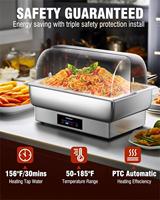 Ensemble de réchauds de buffet en acier inoxydable à couvercle roulant pour la restauration hôtelière et les restaurants