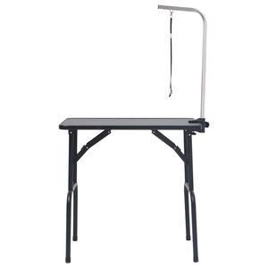 Mesa de peluquería canina negra con estructura de acero inoxidable y altura ajustable para el cuidado de mascotas - Product Image 4