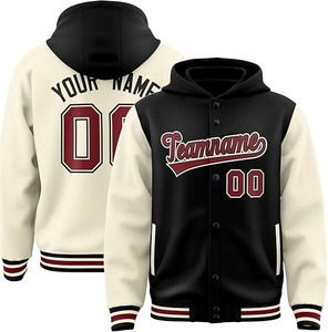 แจ็คเก็ตเบสบอลแบบ Letterman สำหรับผู้ชาย คุณภาพสูง ผลิตตามสั่ง OEM ปักลายตามต้องการ แขนยาว ป้องกันลม - Product Image 4