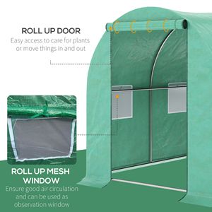 Serra a tunnel walk-in 15FT X 7FT X 7FT con telaio in acciaio, porta a zip scorrevole e finestre, copertura in PE per fiori da giardino - Product Image 4