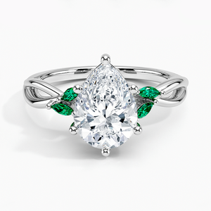 BOJ <b>Ring</b> 068 Pear Cut 925 <b>Silver</b> Engagement <b>Ring</b> With <b>Emeralds</b> Diamond <b>Ring</b> 2ct D Color VVS1 Moissanite GRA Certified Sale - Product Image 1