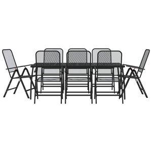 Anthracite Metal Mesh 9-Piece Patio Dining <b>Set</b> for <b>Garden</b> Settings - Product Image 2