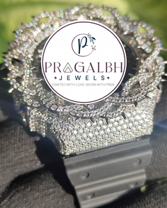 นาฬิกาเพชรหรู Pragalbh Jewels ประดับเพชรแบบ Iced Out Pavé Moissanite ตัวเรือนสแตนเลสสตีล สำหรับผู้ชายและผู้หญิง สไตล์ฮิปฮอป - Product Image 6