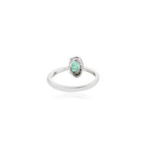 Hermoso Anillo de Compromiso con Gema de Esmeralda Auténtica de Corte Ovalado, Halo de Zafiro Azul, Chapado en Rodio, Plata 925, Regalo de Boda para Mujer - Product Image 6