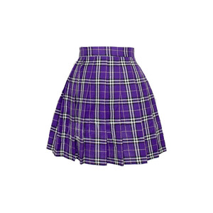 Vestido Midi Plisado a Cuadros Morado para Mujer, Cintura Alta, Corte en A, Tejido de Poliéster de 240g, Transpirable, Corte Regular, para Todas las Temporadas - Product Image 1