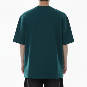 T-shirt en coton oversize tendance pour homme avec badge personnalisé, col rond et double fermeture éclair, style streetwear - Product Image 4