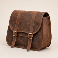 Sacoche latérale vintage en cuir marron pour moto, sacoche à outils, sacoche de rangement avec sangles à boucles pour le tourisme à moto
