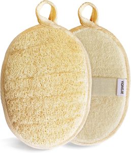 100% Natural Loofah Exfoliating Body Scrubber | Dual-Sided Bath <b>Sponge</b> Pad with Hand Strap & Hanging Loop for <b>Shower</b> - Product Image 1