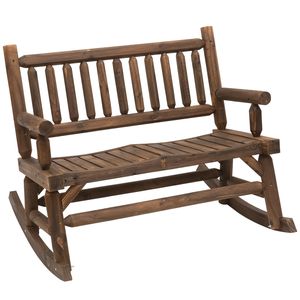 Robusto Divanetto a Dondolo in Legno con Sedute Curve Larghe in Noce, Arredo da Giardino con Cuscini Impermeabili per il Relax in Cortile - Product Image 1