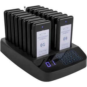 Sistema de Llamada Inalámbrico para Restaurantes F101, 16 Pagers, Máximo 98 Bips, Teclado Táctil, Vibración, Luz Intermitente, para Hoteles y Servicios - Product Image 6