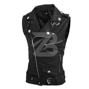 Chaleco de Cuero para Hombre, Corte Ajustado, Cuello Alto, Prenda Exterior Impermeable y Resistente al Viento, Chaqueta de Motociclista, Moda Urbana - Product Image 5