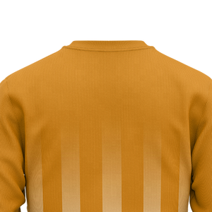 Sweat-shirt à col rond rayé moutarde pour homme, avec logo personnalisé, texte et motif sur la manche, pull-over pour équipe, vêtements d'entraînement en gros, hauts personnalisables OEM - Product Image 5