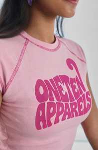 <b>Women's</b> Y2K <b>Pink</b> Cap Sleeve Crop <b>Top</b> Slim Fit Letter Print Crew Neck Jersey Tee - Product Image 5