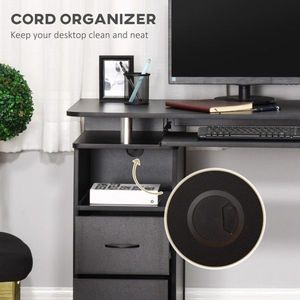 Scrivania da Gaming/PC per Ufficio dal Design Moderno e Semplice con Libreria Estensibile per Home Office (MDF Nero e Metallo) - Product Image 6