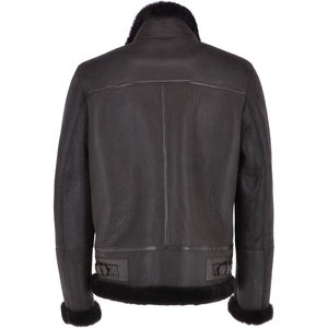 Chaqueta de Motocicleta de Invierno de Primera Calidad para Hombre, Cortavientos, Cálida, de Piel de Oveja, con Cuello Alto, Bordada, con Cierre, Sólida - Product Image 3