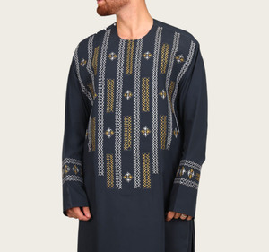Conjunto de traje Kurta Kameez Shalwar de algodón reversible con bordado en el cuello para hombre, corte regular, fabricante pakistaní HN Impex - Product Image 4