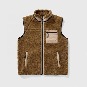 Chaleco de Forro Polar Marrón para Hombre, Cierre Completo, Cuello Alto, Sin Mangas, Ropa Exterior Informal de Otoño, Color Sólido, Material de Poliéster Resistente al Viento - Product Image 4