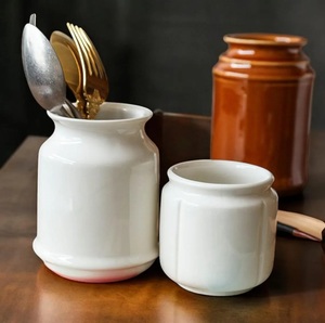 Classic Ceramic <b>Utensil</b> <b>Holder</b> Glossy Smooth Finish Wide Mouth Design Sturdy Heat Resistant <b>Kitchen</b> Counter Storage Organizer - Product Image 4