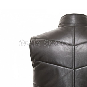 เสื้อกั๊กหนังสีดำสำหรับผู้ชายเสื้อกั๊กลำลองหนังแท้คุณภาพดีอินเทรนด์ - Product Image 6