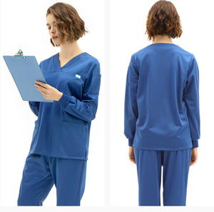 Hot Sale Women's Doctor Uniforms Medical <b>Nursing</b> Scrubs Spandex/Polyester Knitted Fabric Seamless Fusing Clinic Scrub Sets Short - Product Image 4
